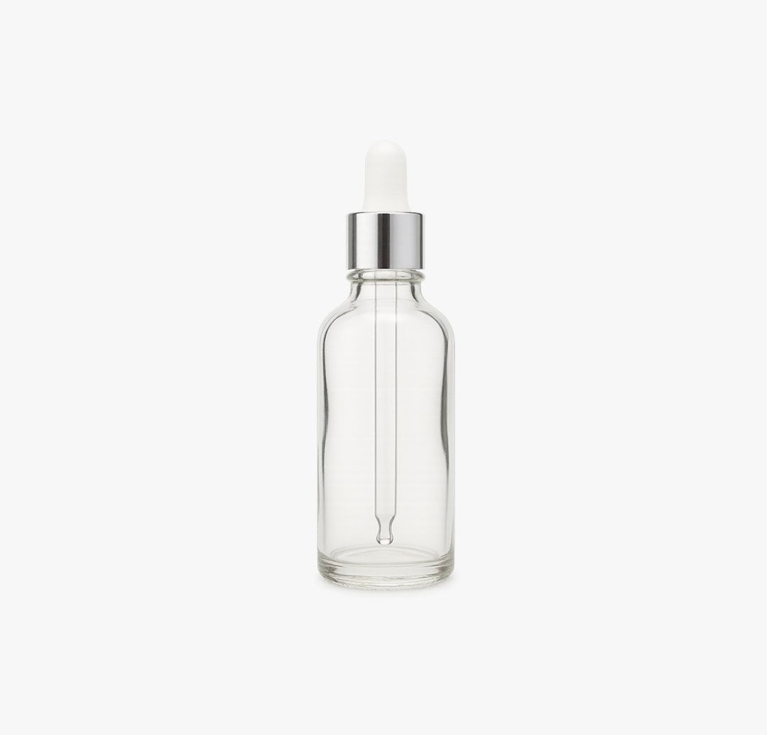 30ml Clear Glass Bottle with Silver Dropper