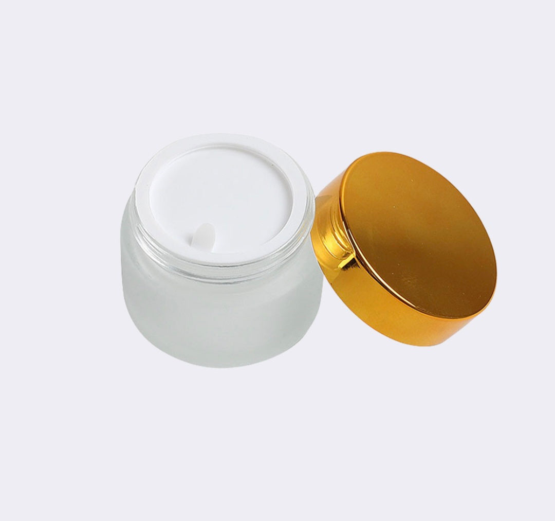 50g Frosted Glass Jar with Gold Lid