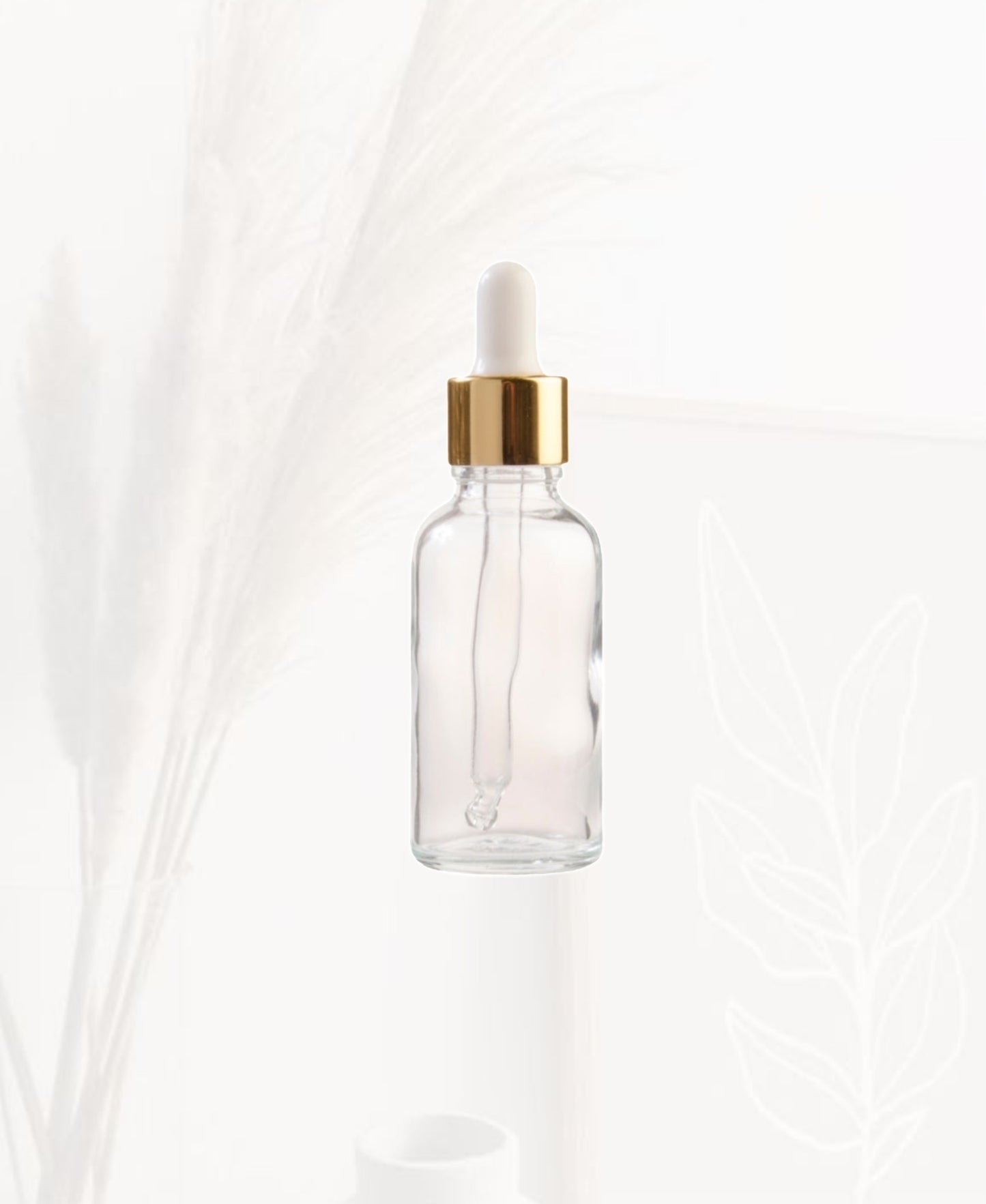 30ml Clear Glass Bottle with Gold Dropper
