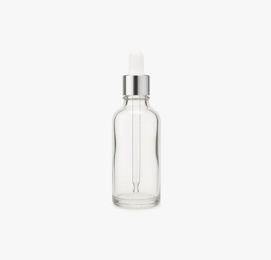 30ml Clear Glass Bottle with Silver Dropper