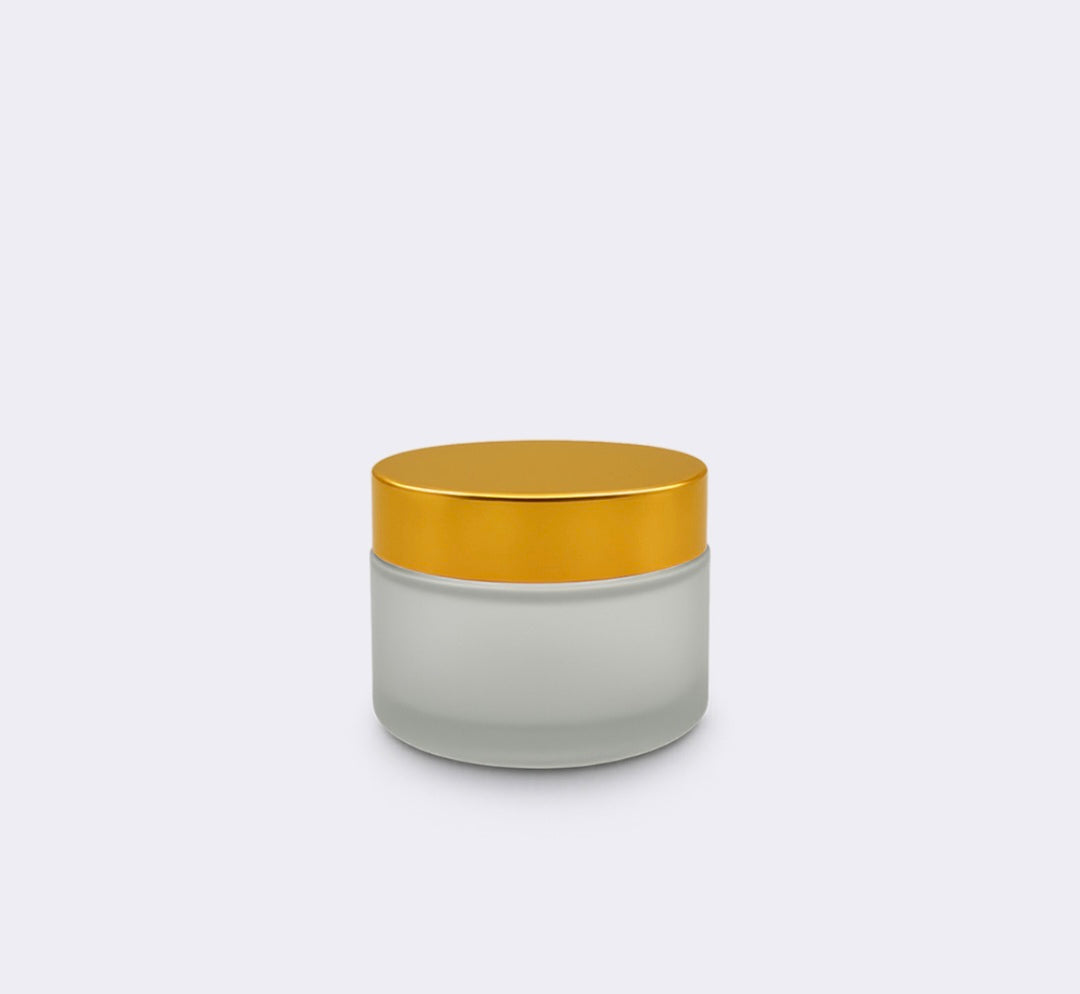 50g Frosted Glass Jar with Gold Lid
