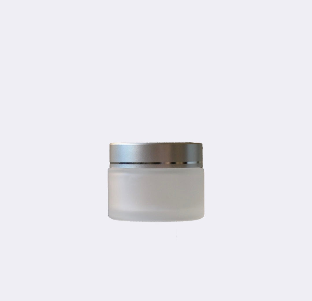 50g Frosted Glass Jar with Silver Lid